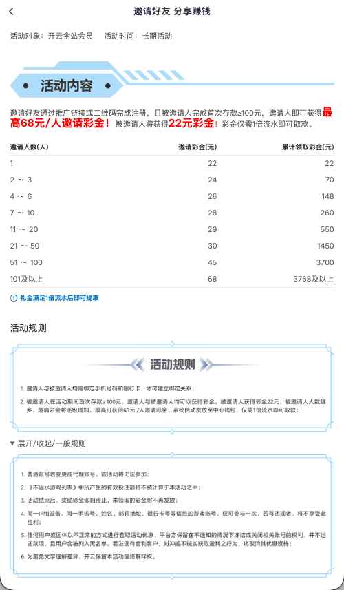 开云体育邀请好友分享赚钱活动展示